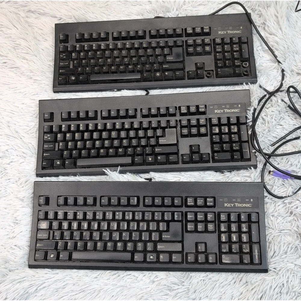 Lot Of 3 Vintage KeyTronic E06101P2 QWERTY Keyboard Typing Wired